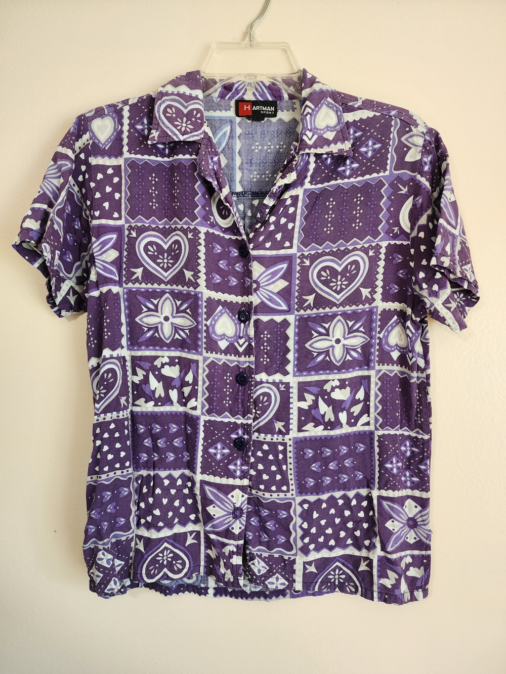 Harman Purple Patterned Short-Sleeve Button-Down Shirt
